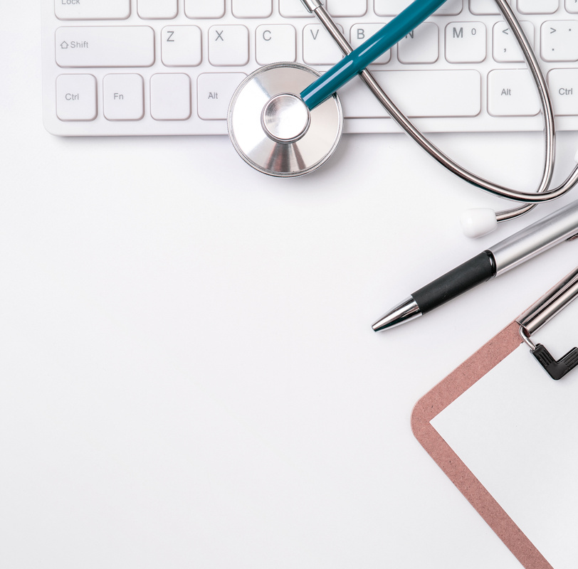 Stethoscope on Computer Keyboard